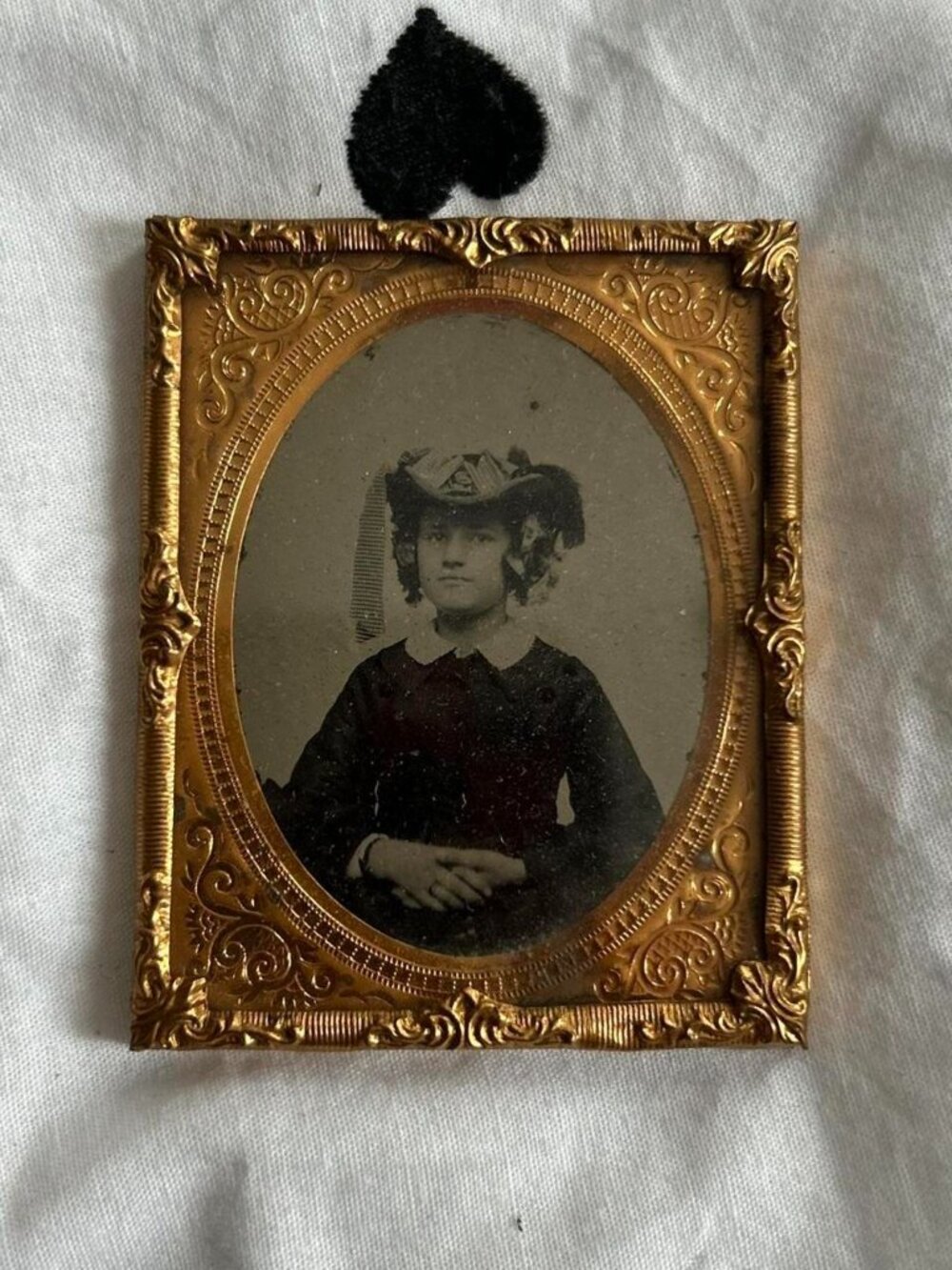 Small Antique 19th Century Ambrotype Photograph in a Gold Toned Frame